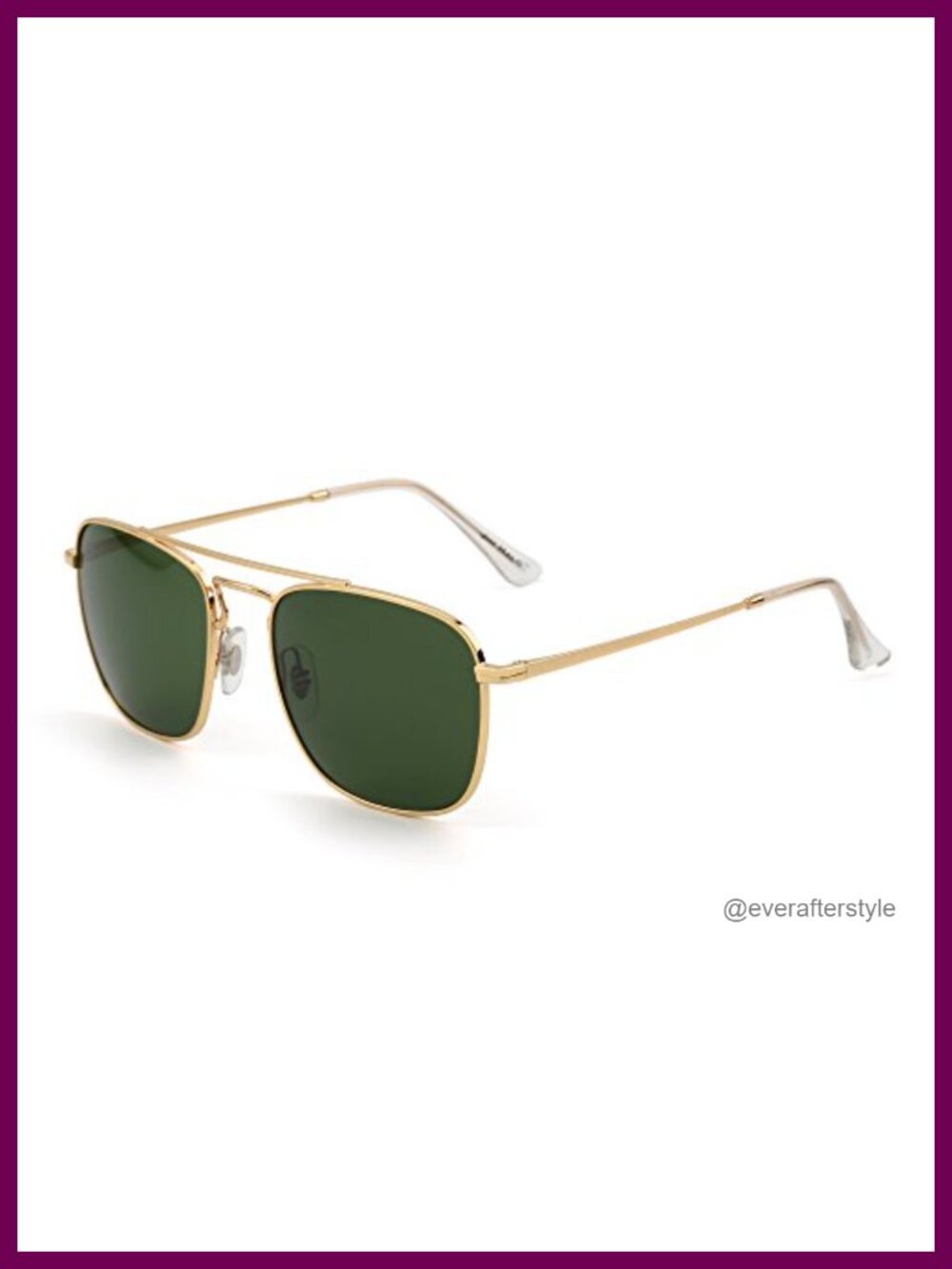 Square Aviator Sunglasses Glass Lens UV400 Adjustable Nose Pads Unisex